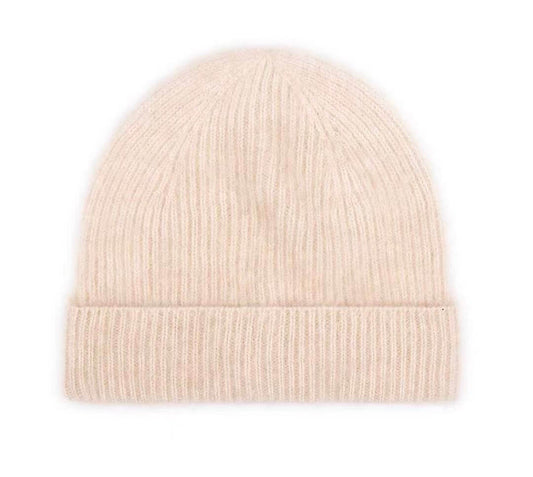 	Premium brushed cashmere beanie styled for winter wear