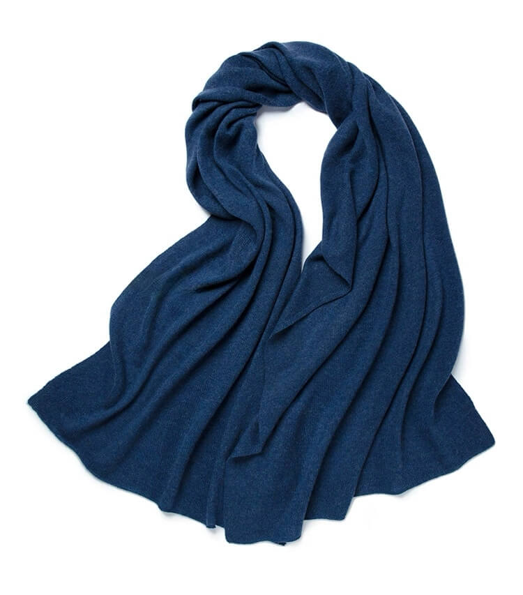 Prussian blue cashmere knit shawl for women