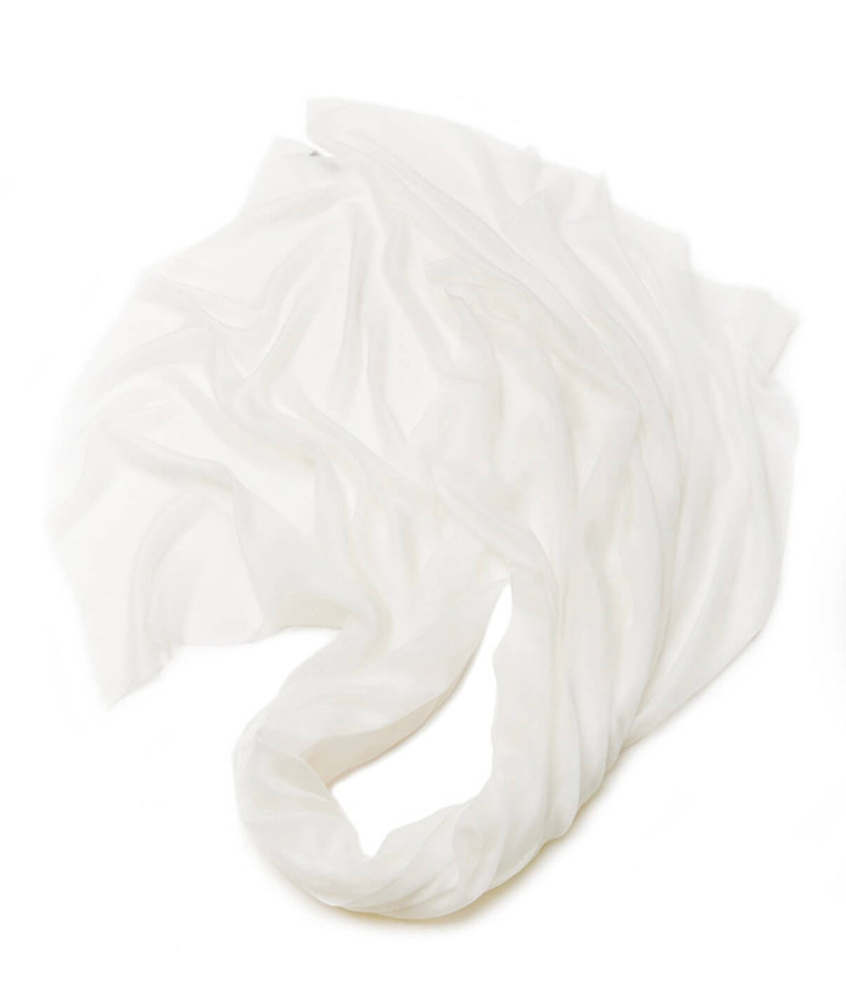Pure white featherweight cashmere scarf with a delicate, flowing silhouette