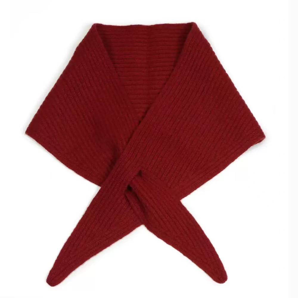 Reddish brown mini cashmere scarf with ribbed knit for women