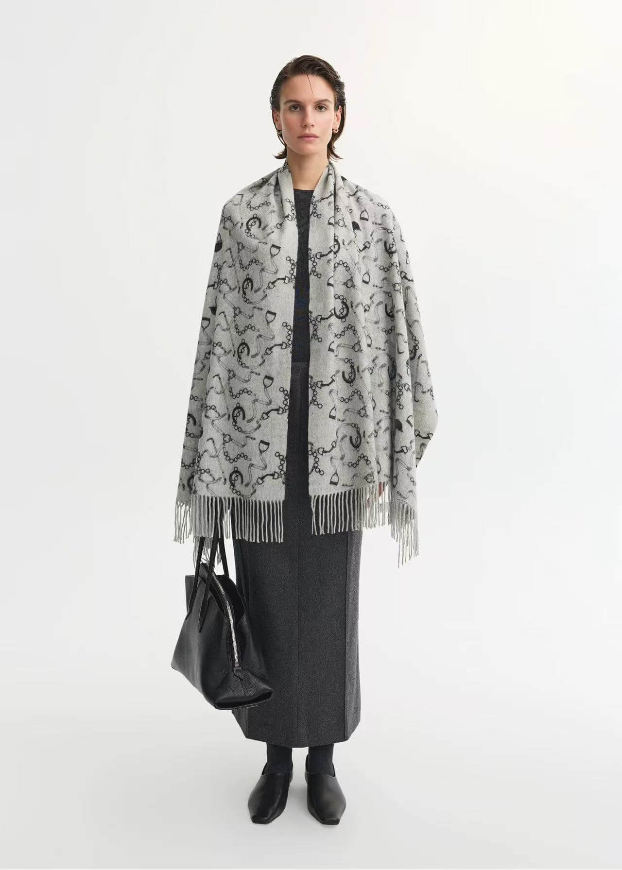  Reversible 100% Cashmere Scarf Wrap in grey color 