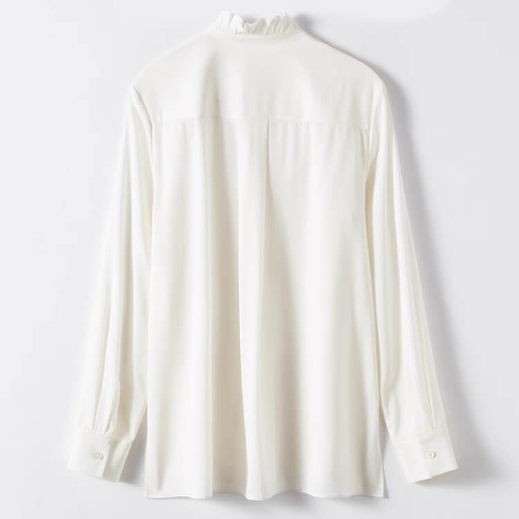 women’s elegant silk crepe blouse,loose-fit silk shirt for women,French style silk blouse