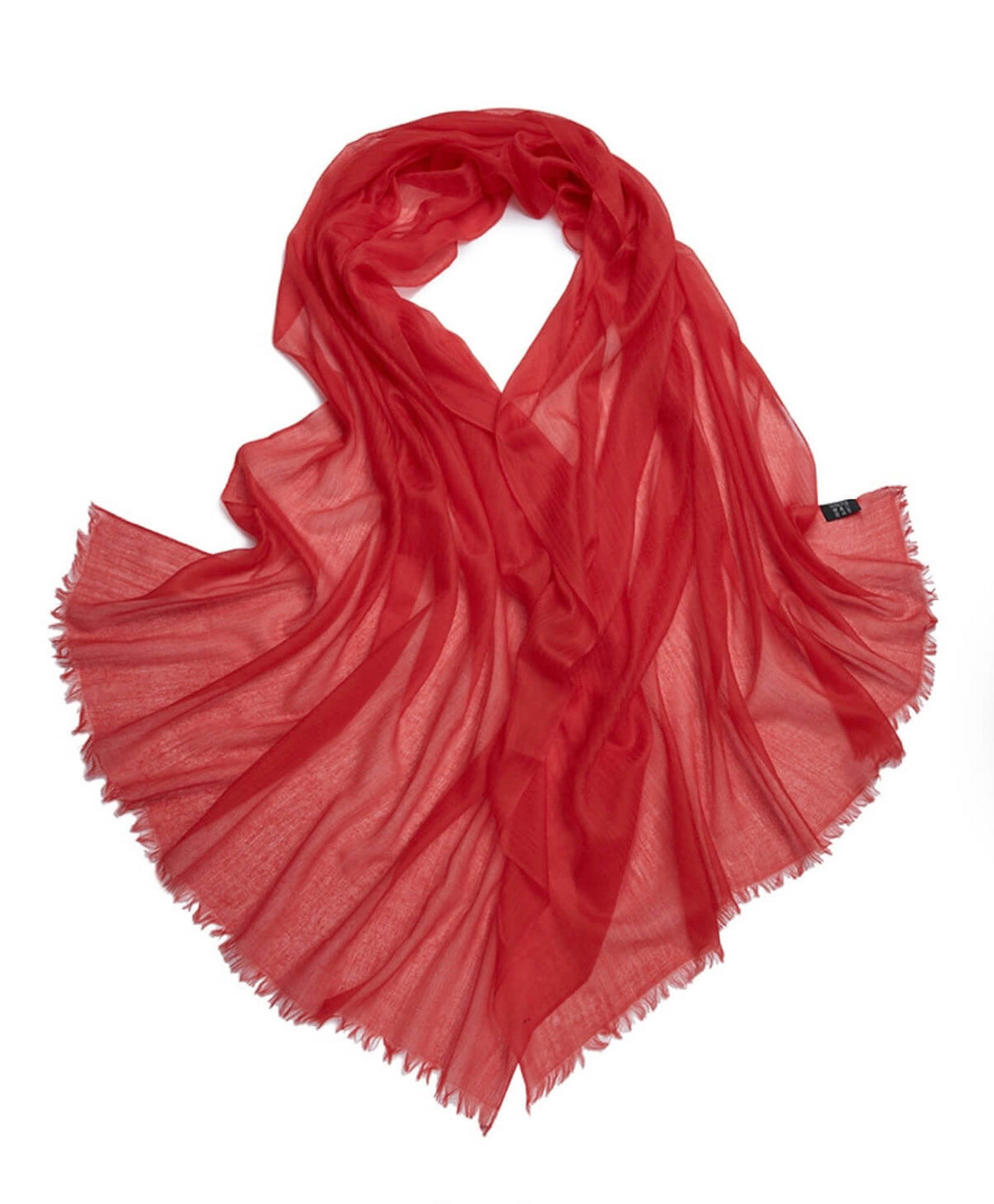Rust red cashmere wrap with warm autumn tones and naturally flowing fabric