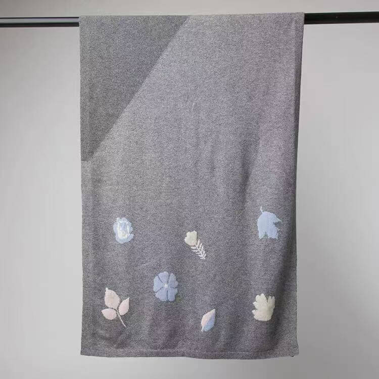 Soft 100 percent cashmere winter scarf with floral design