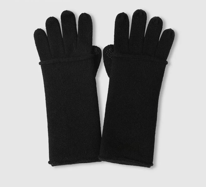 Handcrafted women’s 100% cashmere gloves thick layered design