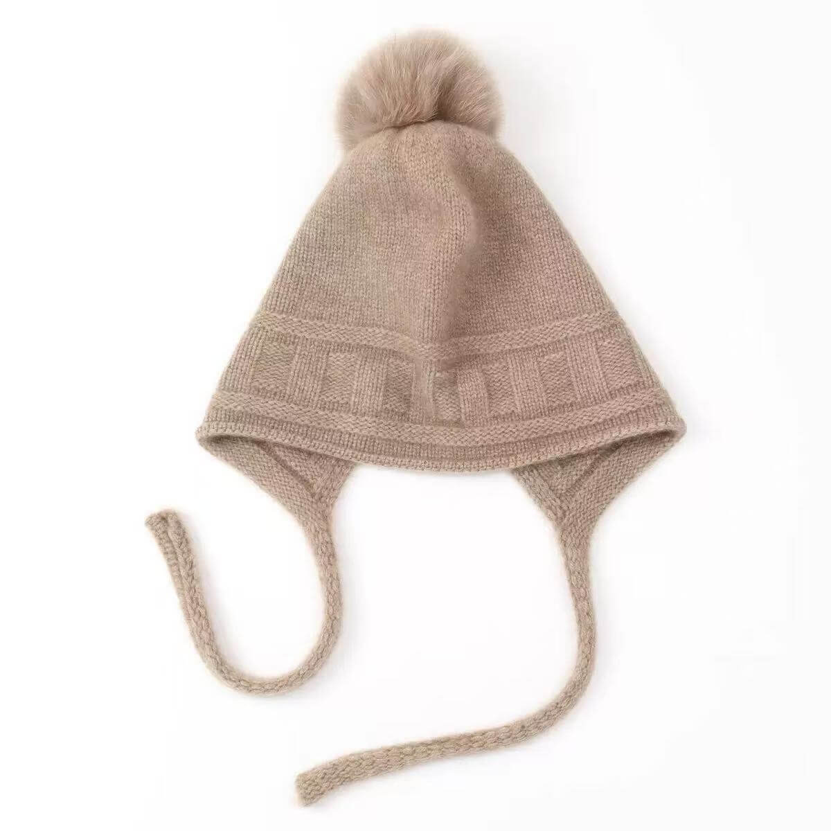 	Luxury Mongolian cashmere winter hat with ear flaps and rolled brim