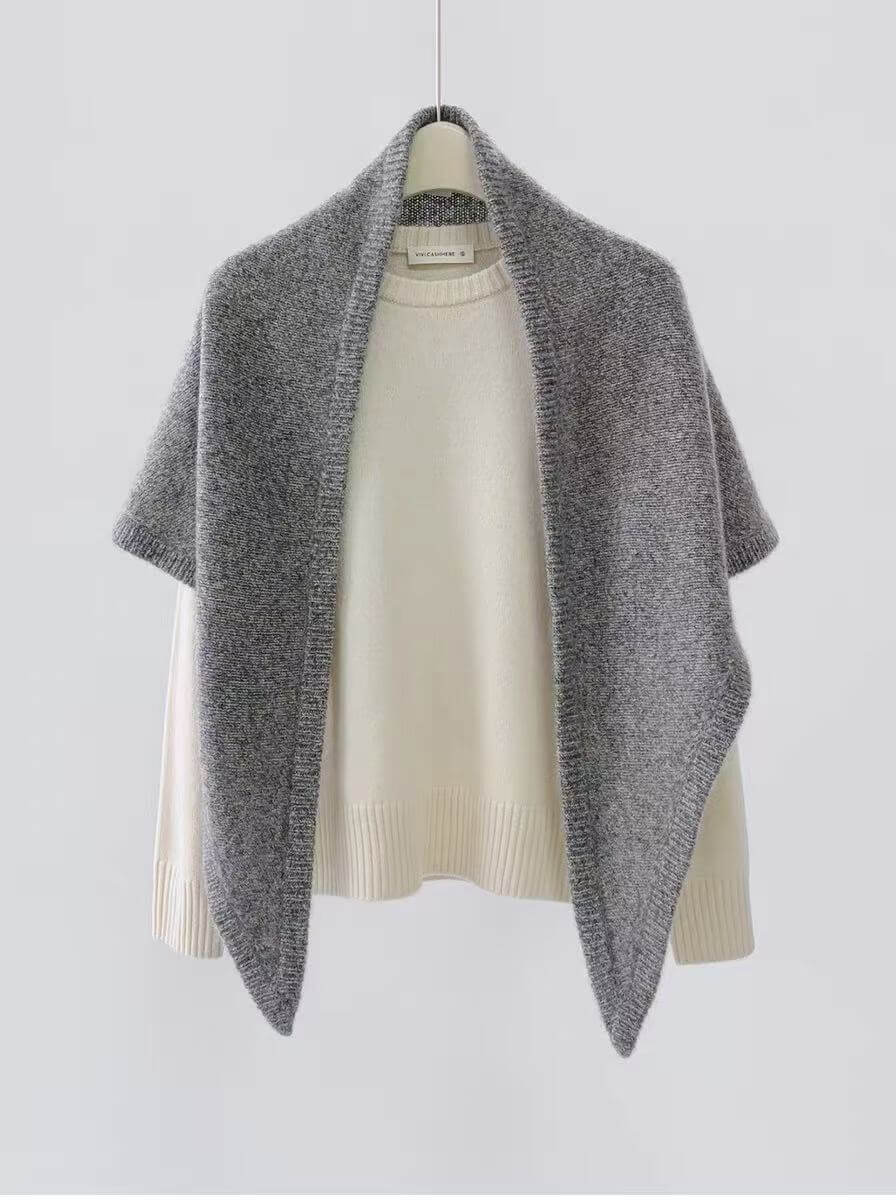 Elegant 75% cashmere 25% silk triangle scarf for women, breathable lightweight luxury knit accessory