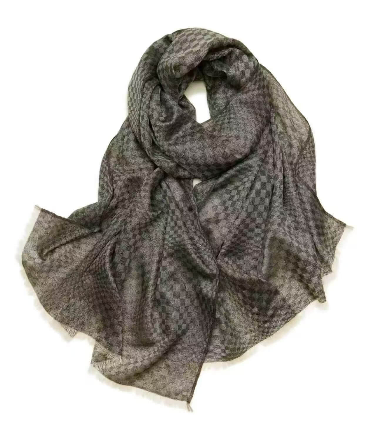 Soft lightweight cashmere scarf with handcrafted fringe edges