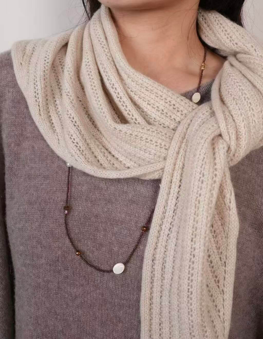 Soft openwork cashmere scarf for women in lightweight knit