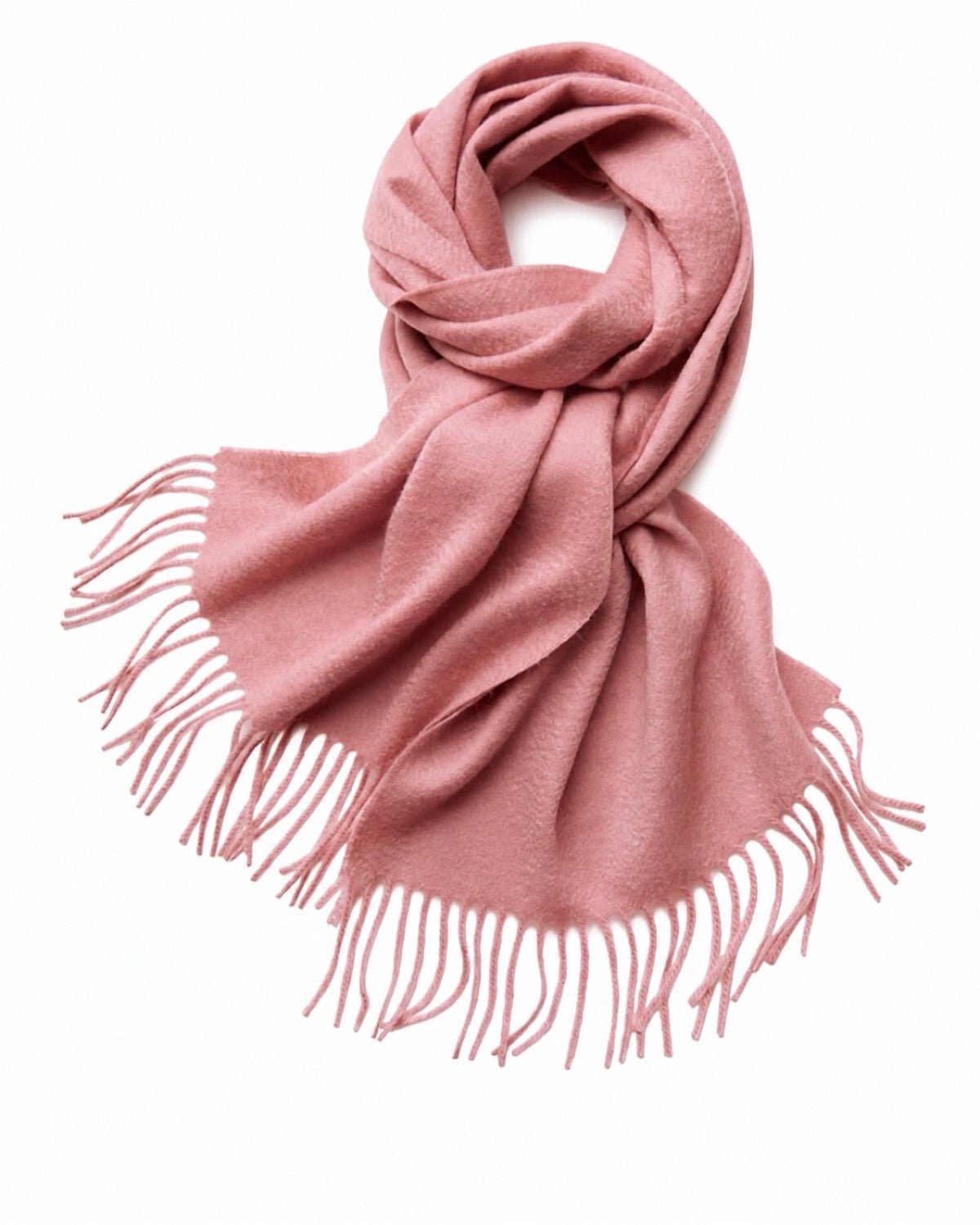 Soft pink cashmere winter scarf for layering outfits