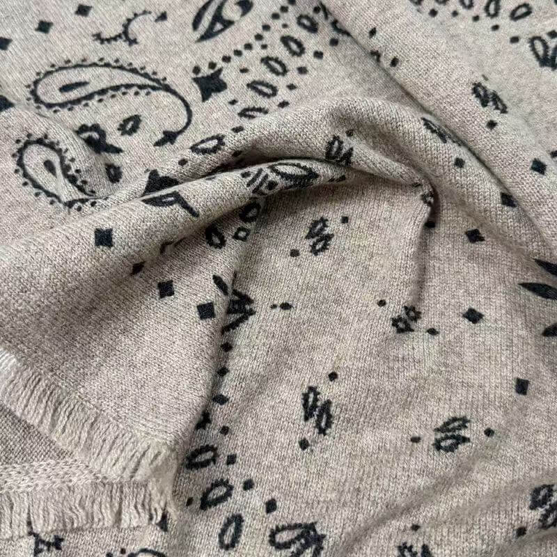 Soft pure cashmere square scarf with solid reverse side