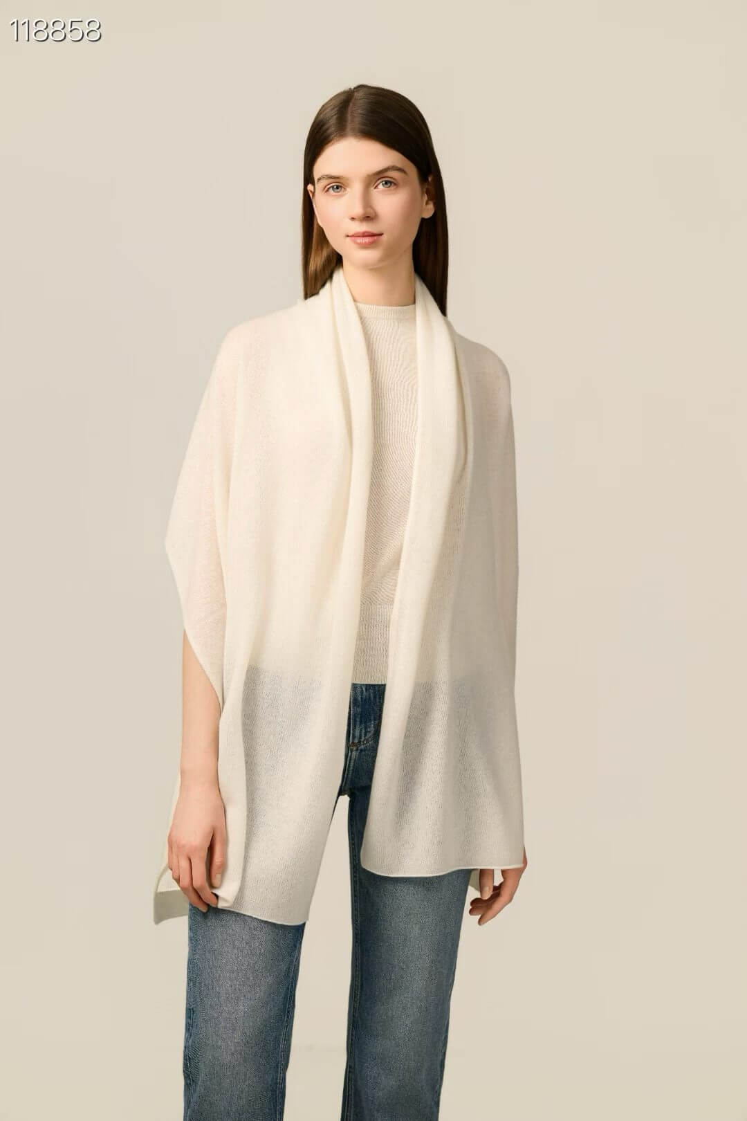 Soft pure cashmere shawl in a new 2026 seasonal shade, elegant lightweight wrap for women