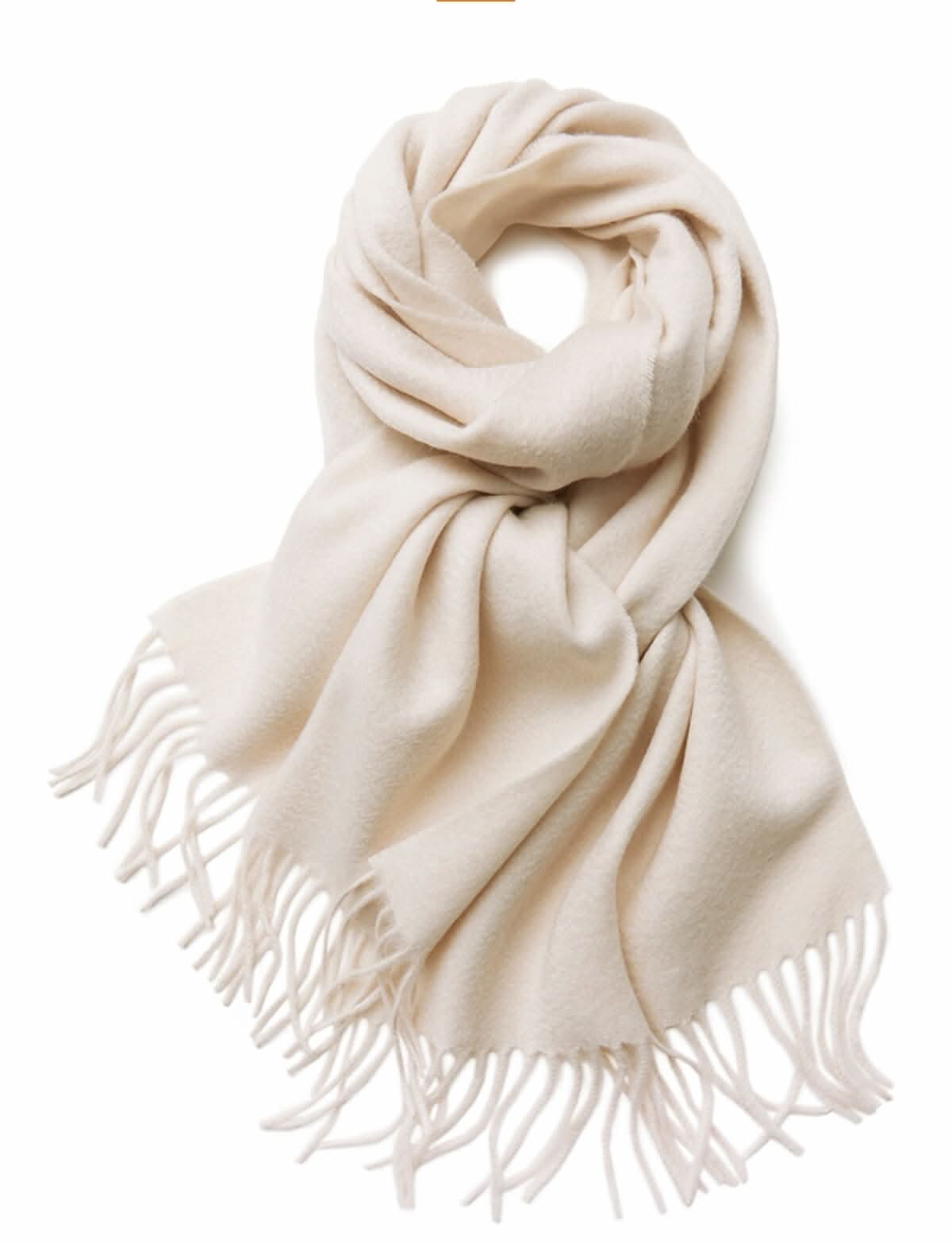 Stylish white cashmere fringe scarf fall winter fashion