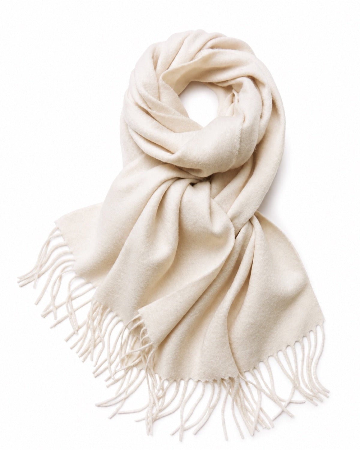 Stylish white cashmere fringe scarf fall winter fashion