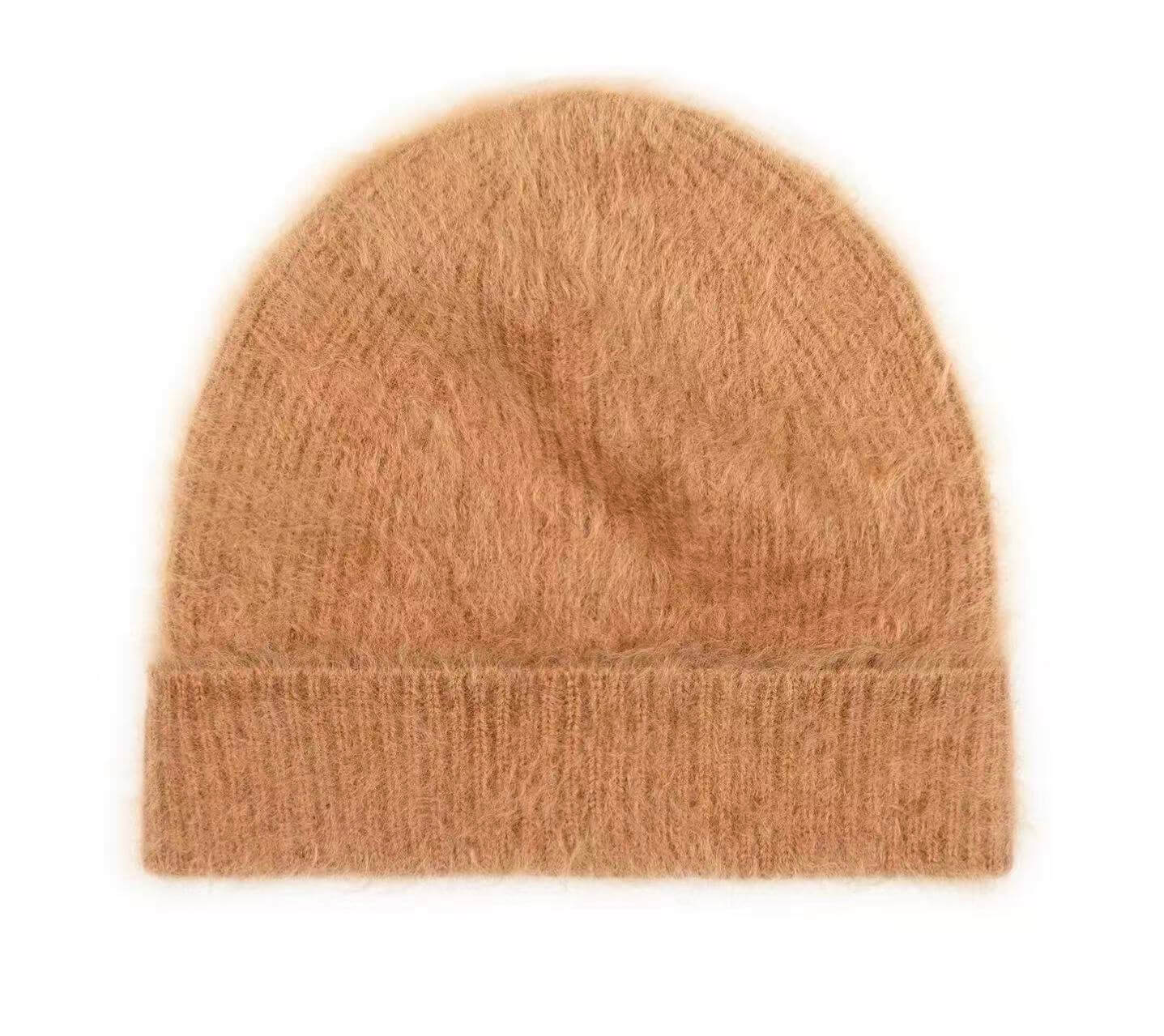 Thick brushed cashmere knit texture close-up