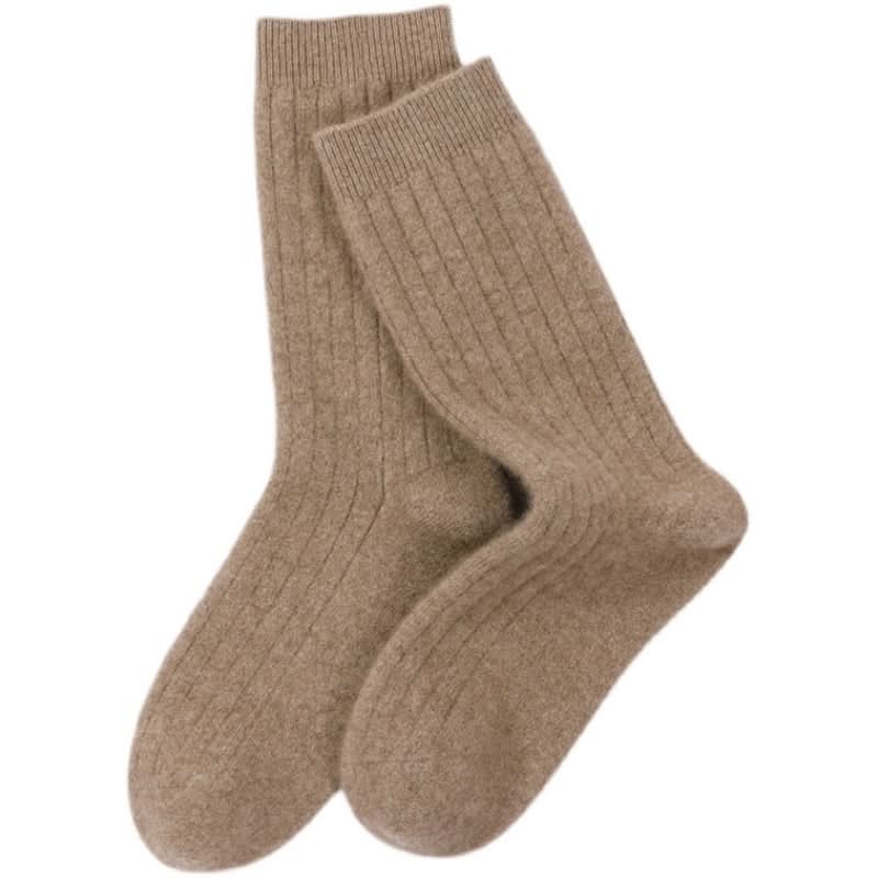 Thick knit pure cashmere sleep socks for men in neutral colors
