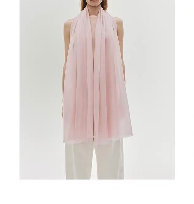 Ultra-thin pure cashmere scarf showing delicate, lightweight fabric and flowing texture