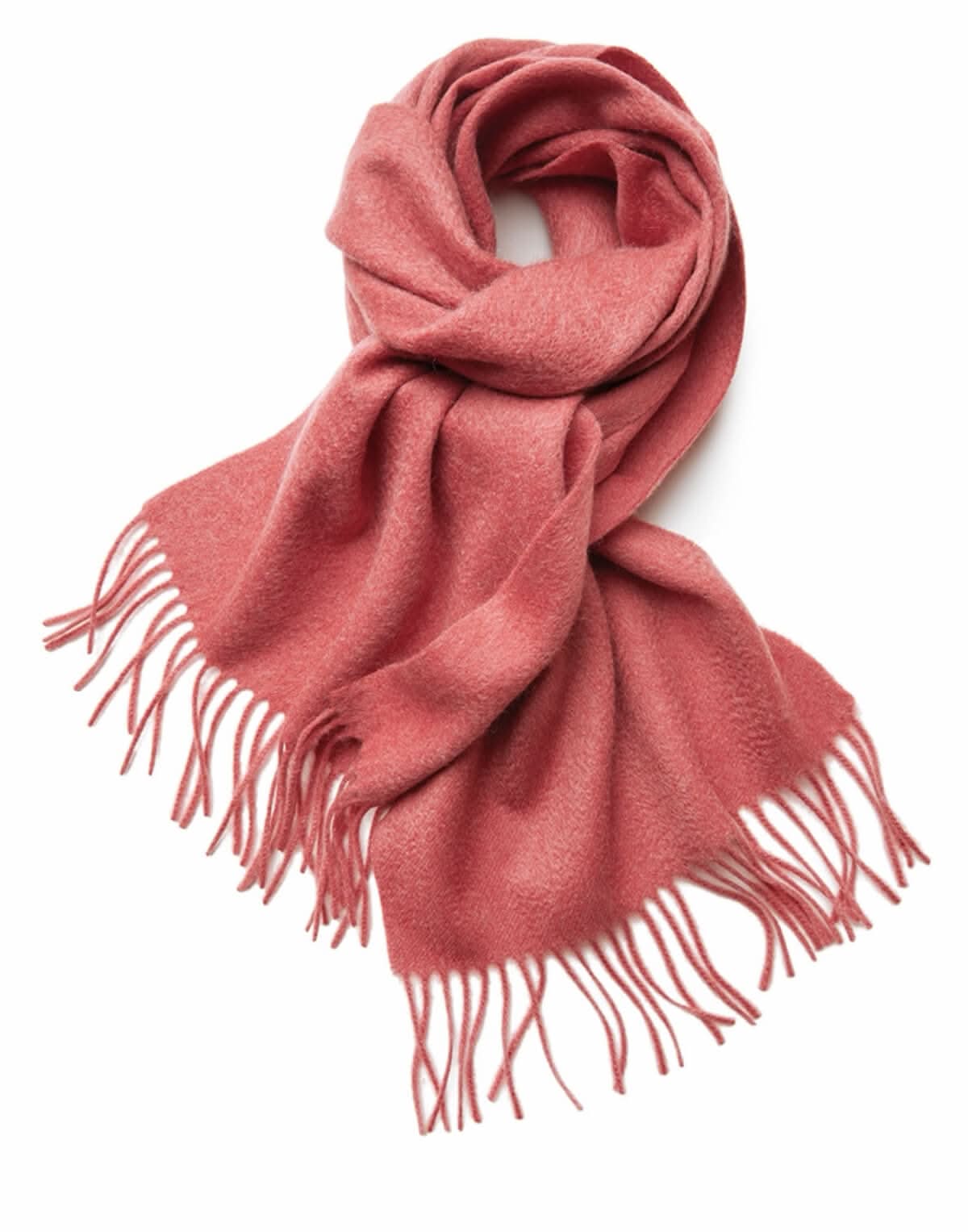 Vibrant red cashmere scarf woven fringe unisex style