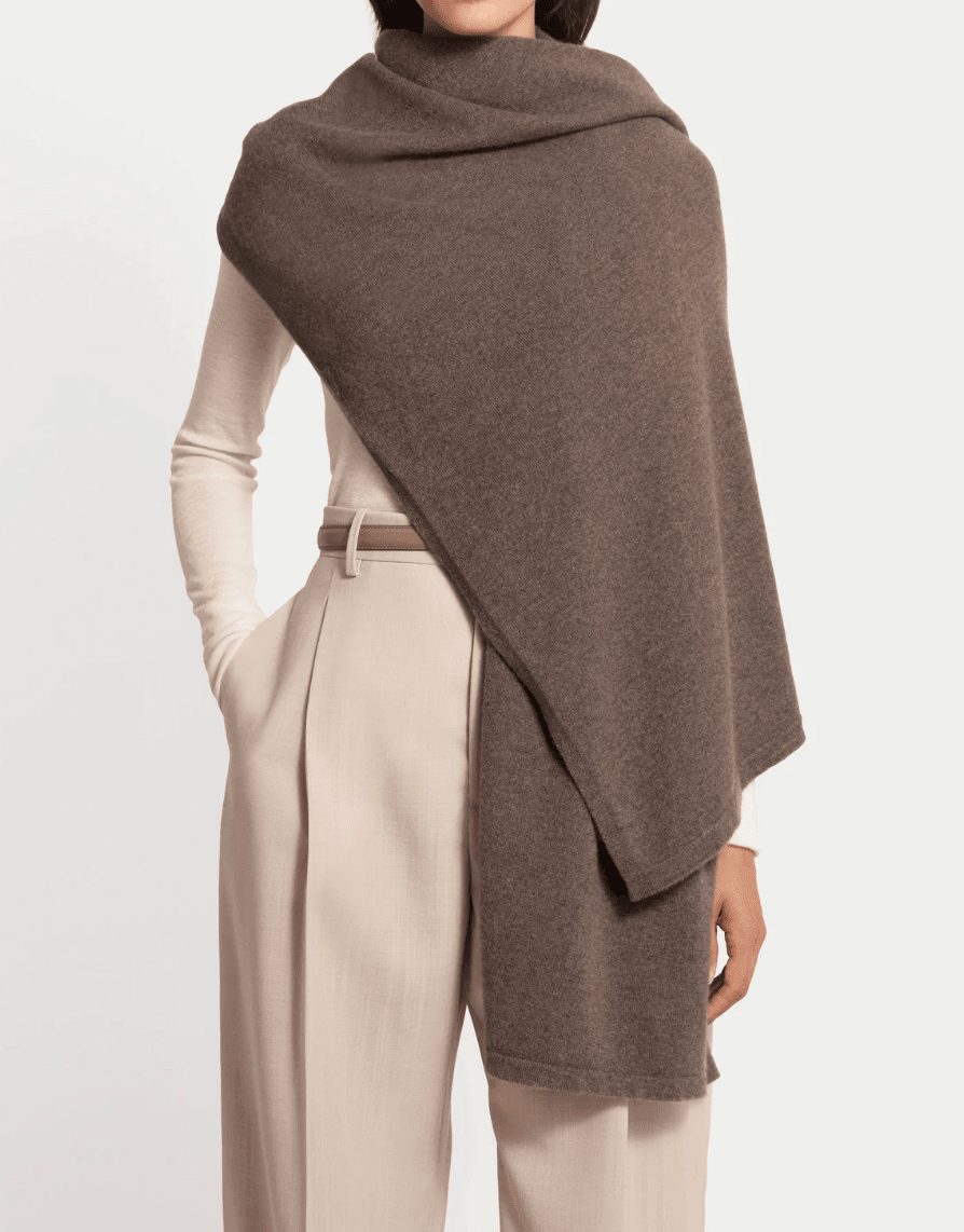 Women's 100% Cashmere Knit Travel Shawl Wrap in camel color 