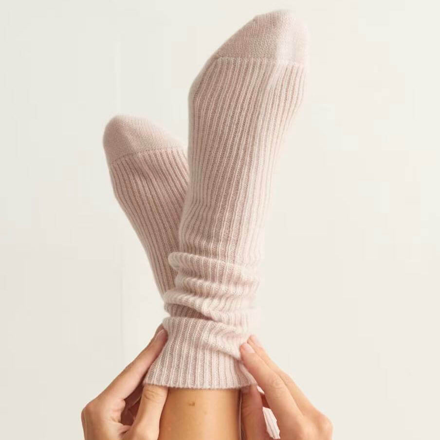 Women’s 100% Cashmere Rib-Knit Socks – Ultra-Soft, Warm &amp; Cozy Indoor Luxury