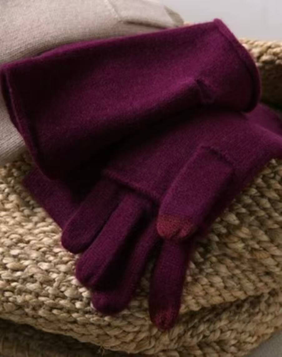 Women’s 100% cashmere double-layer gloves soft warm winter handwear