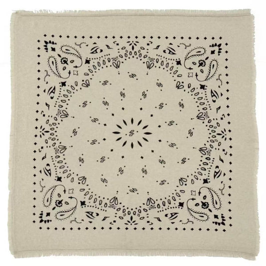 Women’s 100% cashmere paisley printed bandana scarf 90x90 cm