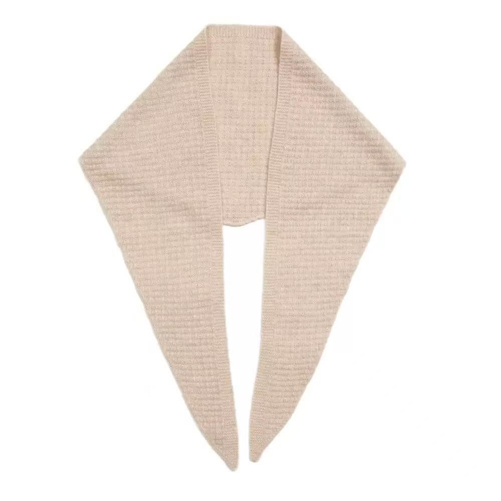 Women’s 100% cashmere waffle knit triangle scarf in beige