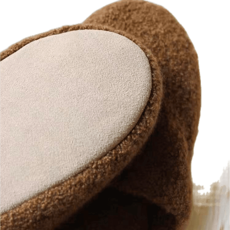 Luxury Teddy Brown cashmere slippers with genuine leather sole for everyday comfort