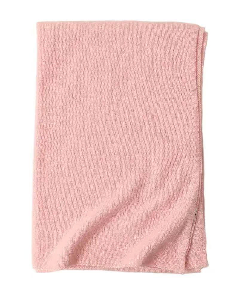 Women's 100% pure cashmere knitted scarf shawl in blush pink – ultra-soft luxury knitwear, perfect gift for her, 180×60cm
