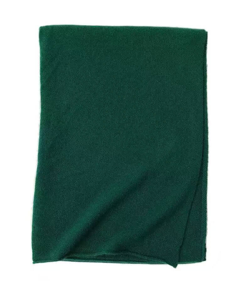  Women's 100% pure cashmere knitted scarf shawl in forest deep green – elevated luxury knitwear for winter, 180×60cm