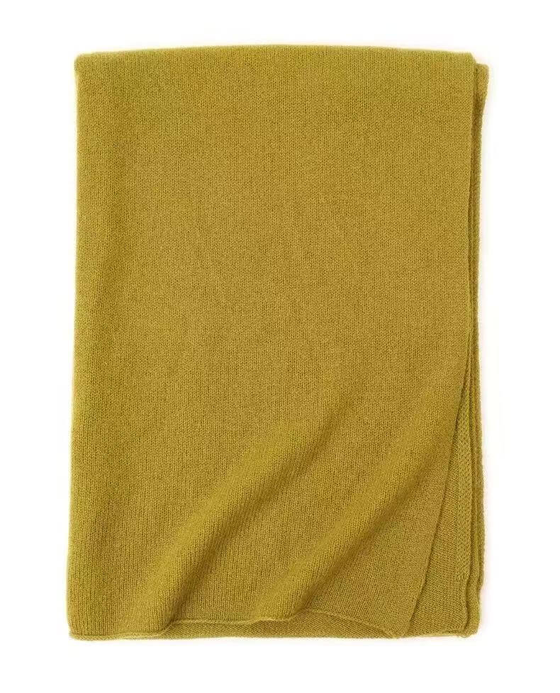 Women's 100% pure cashmere knitted scarf shawl in mustard yellow – warm toned capsule wardrobe essential, 180×60cm