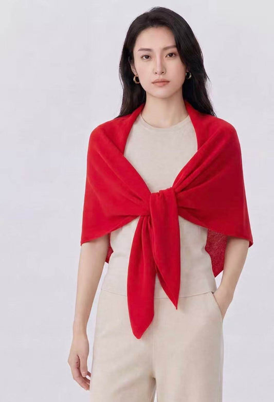 Women's 100% pure cashmere triangle shawl in soft knit design, lightweight luxury wrap for everyday elegance