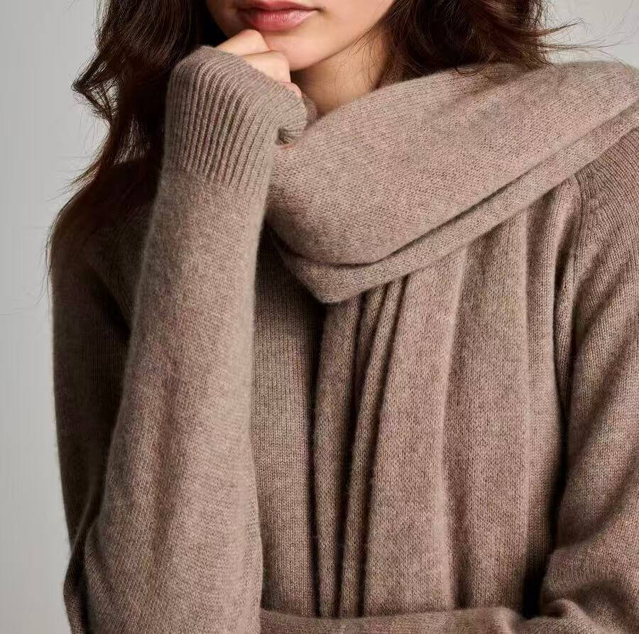 Women’s Luxury Cashmere Knit Scarf, Pure Cashmere Winter Wrap in Timeless Solid Color