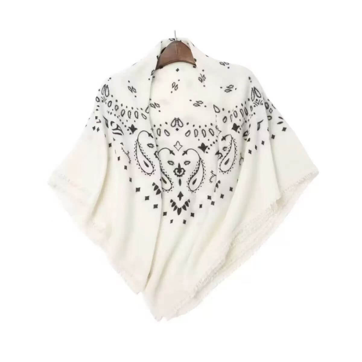 Women’s cashmere bandana scarf with printed paisley design