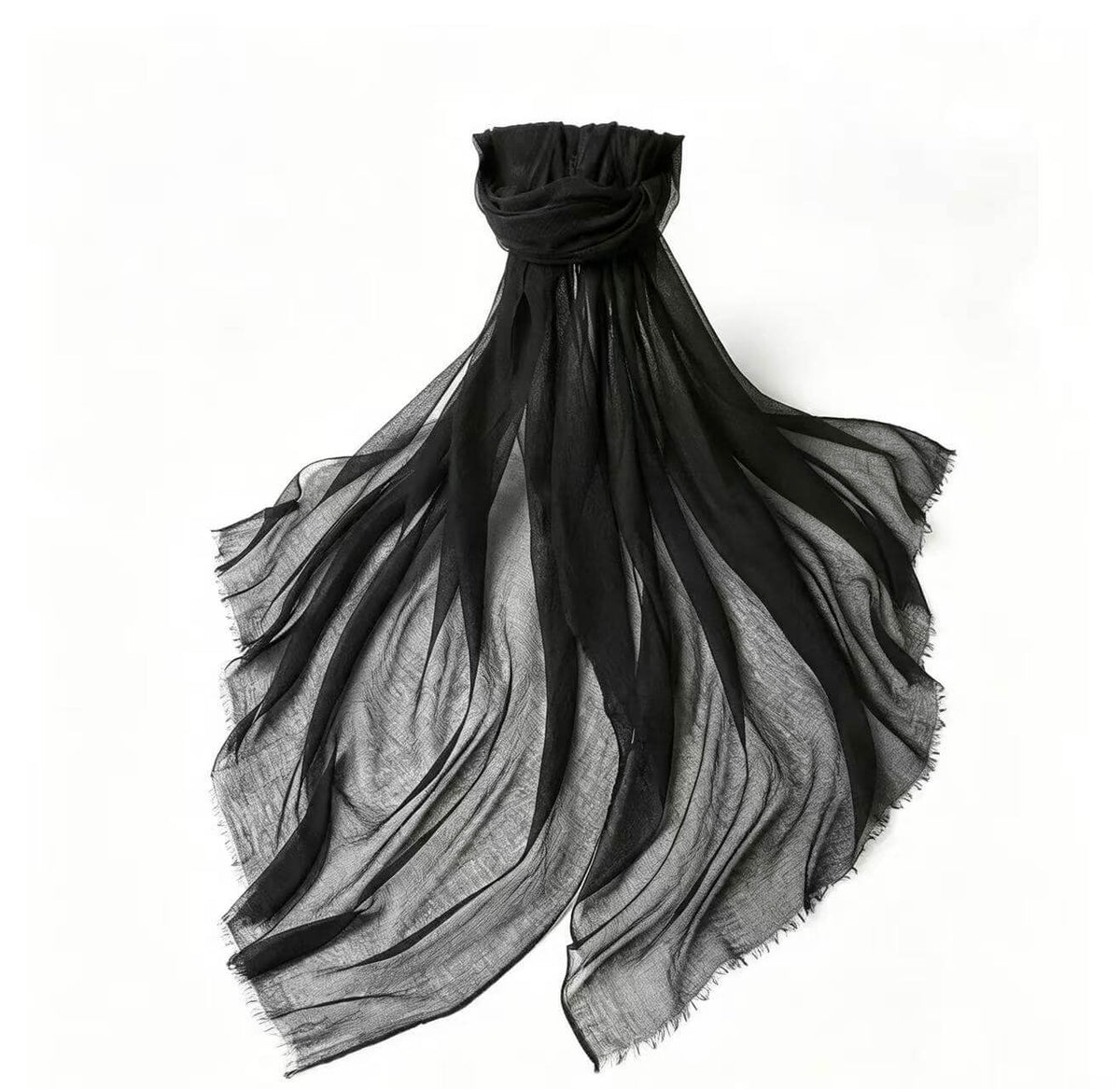 Women's featherweight 100% cashmere scarf and shawl in classic black