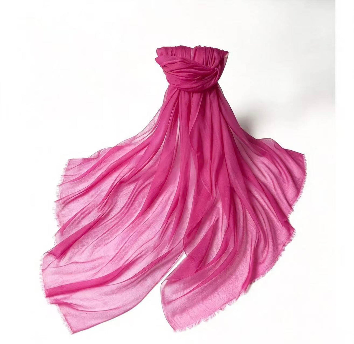 Women's featherweight 100% cashmere scarf and shawl in rich fuchsia pink