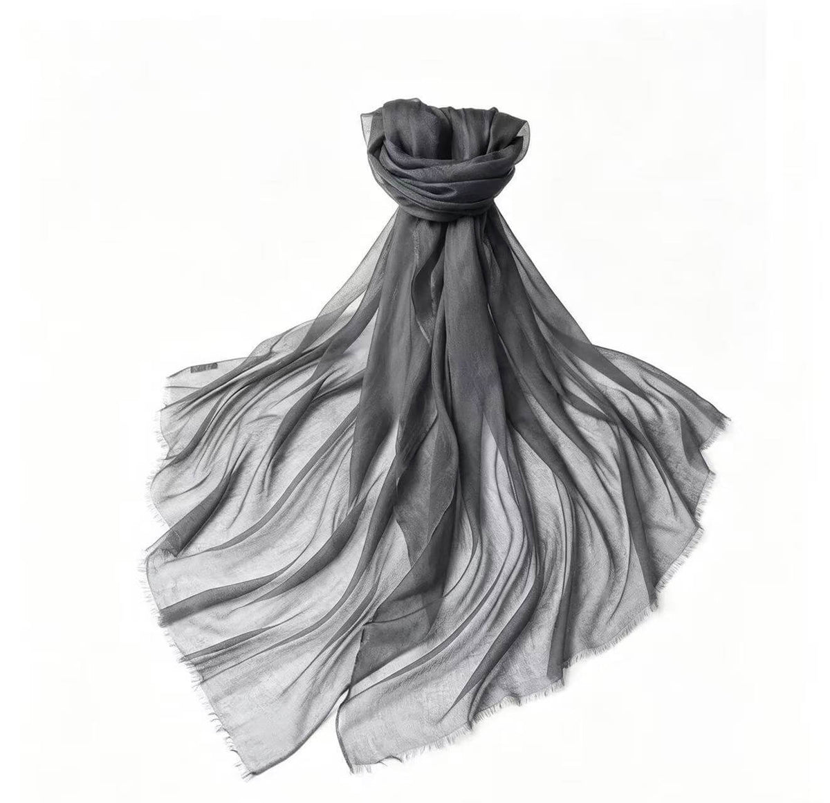 Women's featherweight 100% cashmere scarf and wrap in charcoal gray,