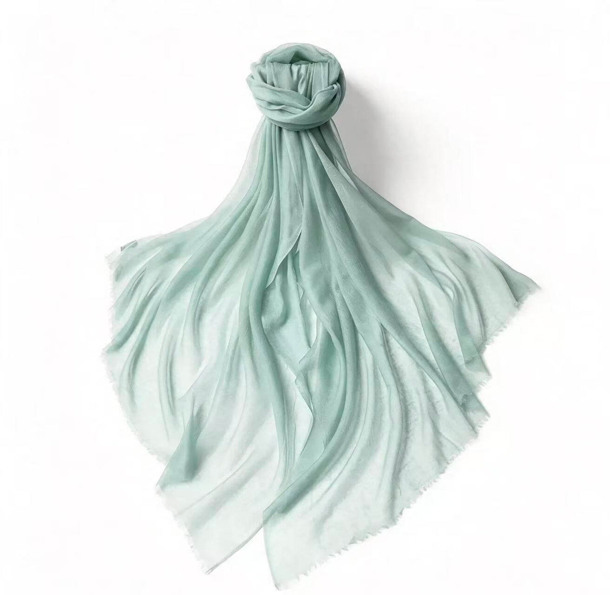 Women's featherweight 100% cashmere scarf and wrap in soft mint green