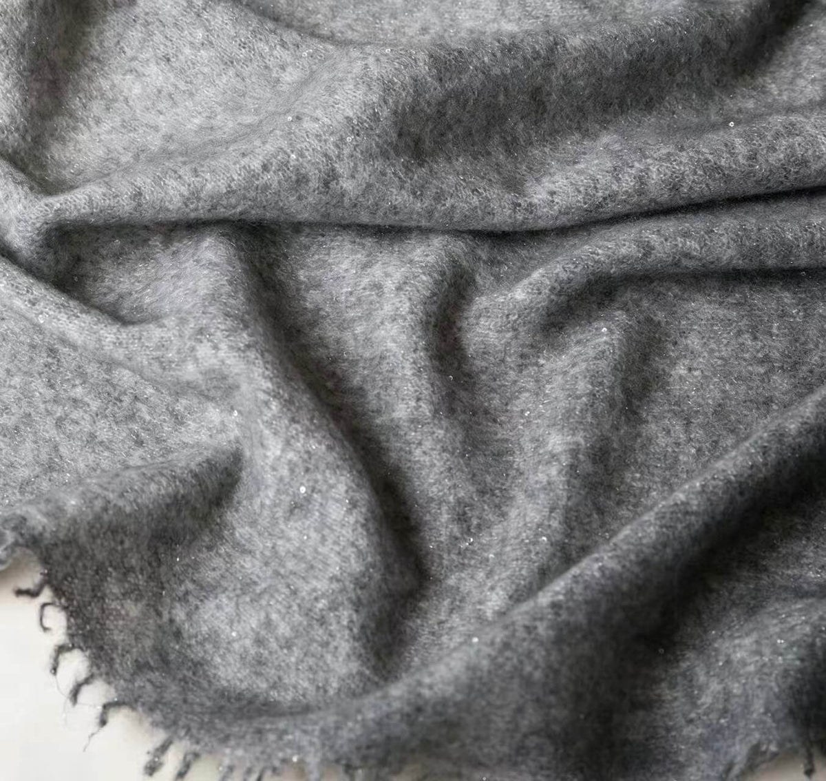 Women’s grey gradient cashmere scarf with delicate sequins