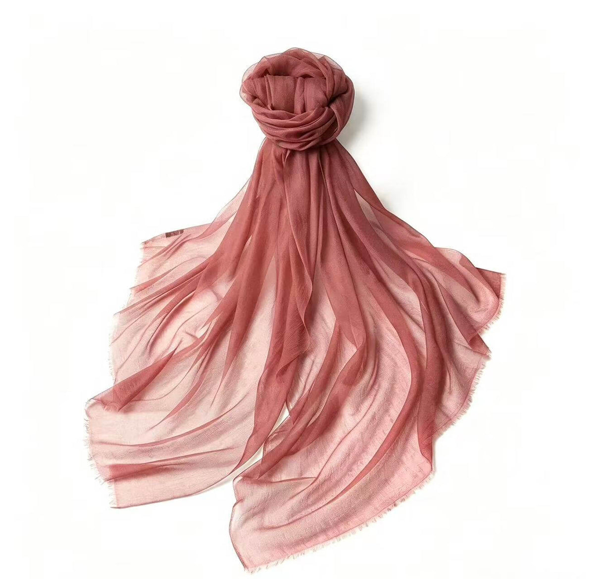 Women's lightweight 100% cashmere scarf in elegant dusty rose pink