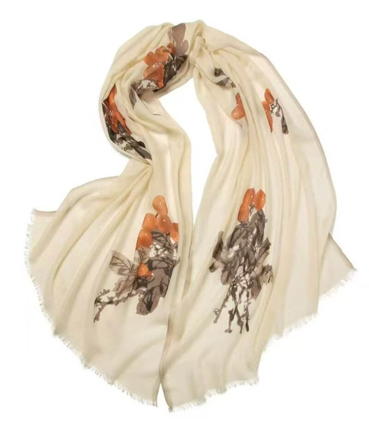 	Women’s lightweight 100% cashmere spring summer shawl, Elegant printed cashmere shawl for everyday luxury