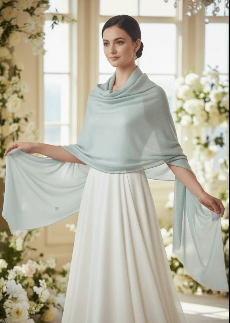 Women's luxury cashmere travel scarf with hand-twisted fringe, breathable lightweight wrap for flights and cool evenings