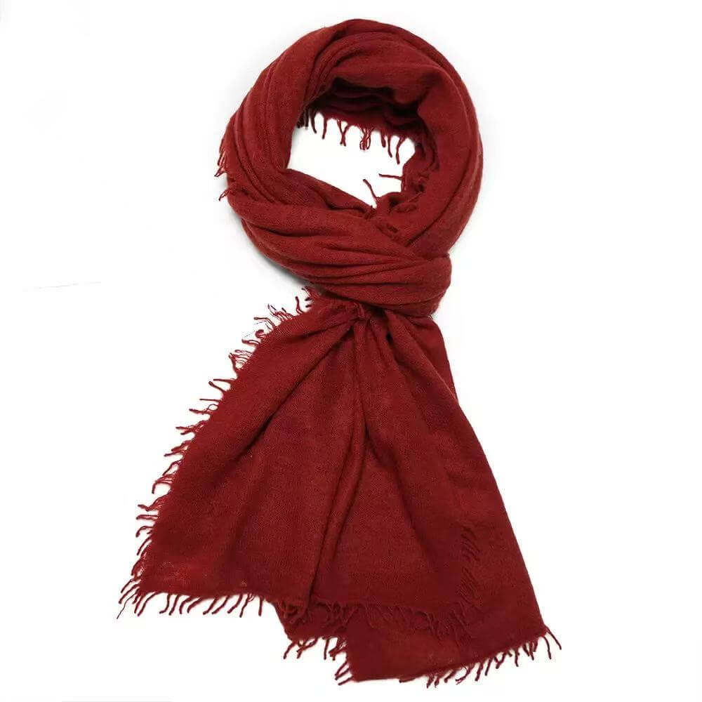 Women’s pure cashmere scarf 180 x 60 cm with fringed edges