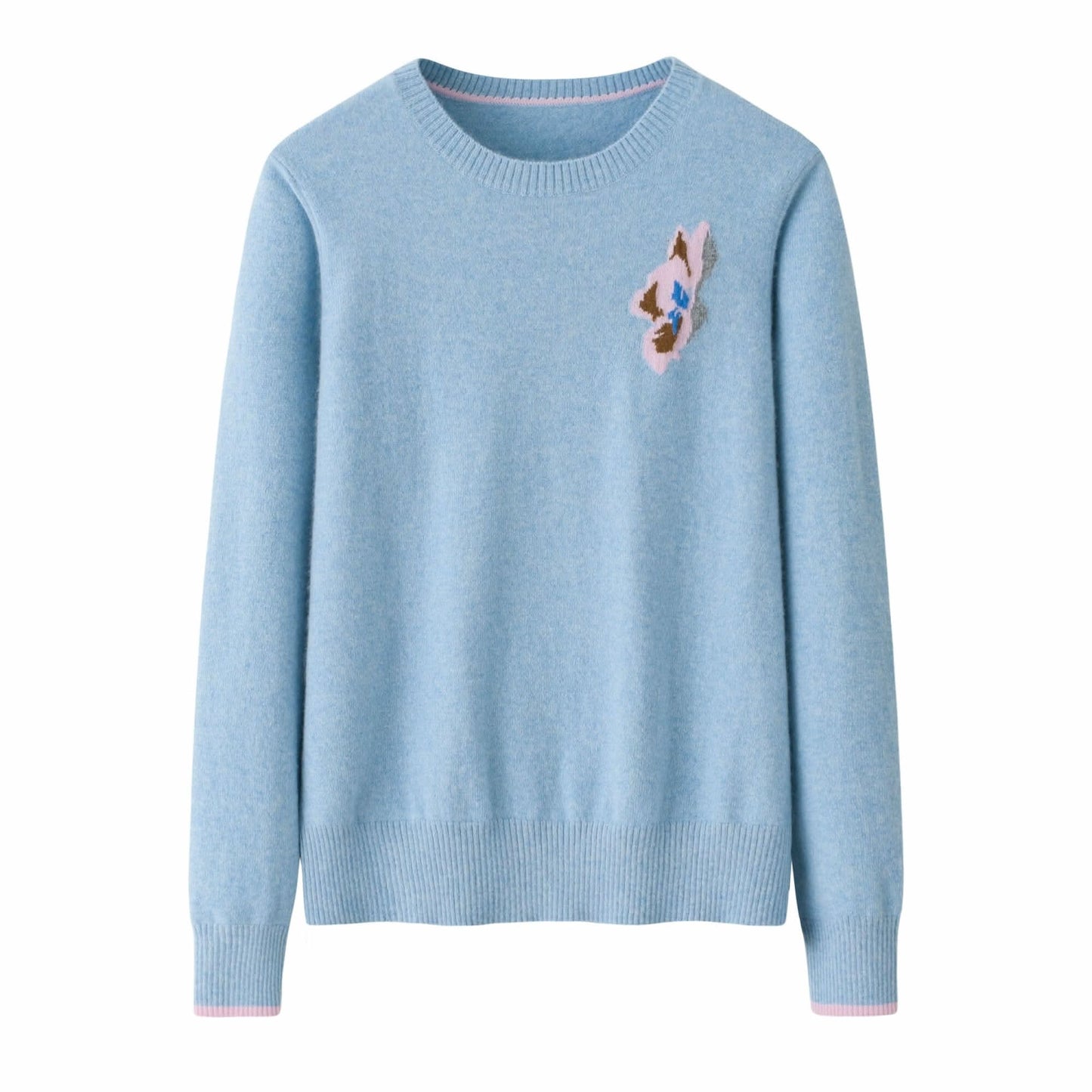 women's cashmere basic crew neck sweaters in blue