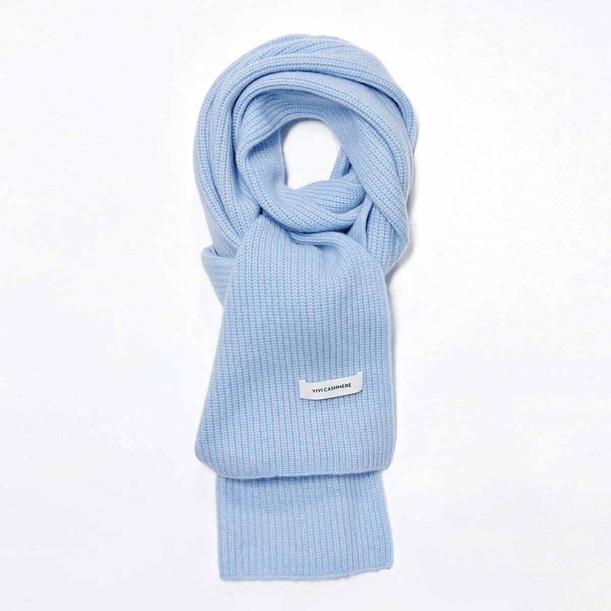 	100% Baby Cashmere scarf .	baby blue soft cashmere scarf detail