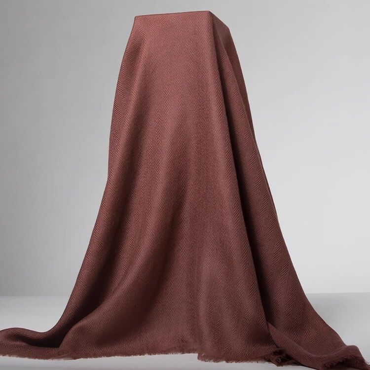 100% Cashmere Herringbone Shawl in brown for women