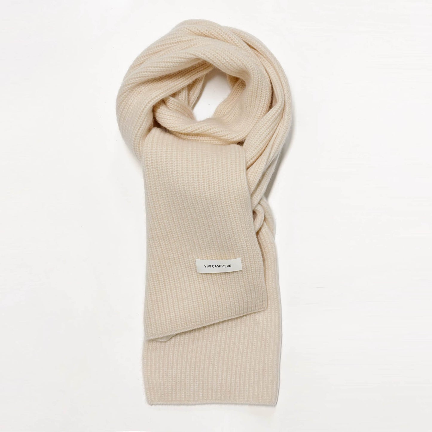 cloud white baby cashmere rib knit scarf
