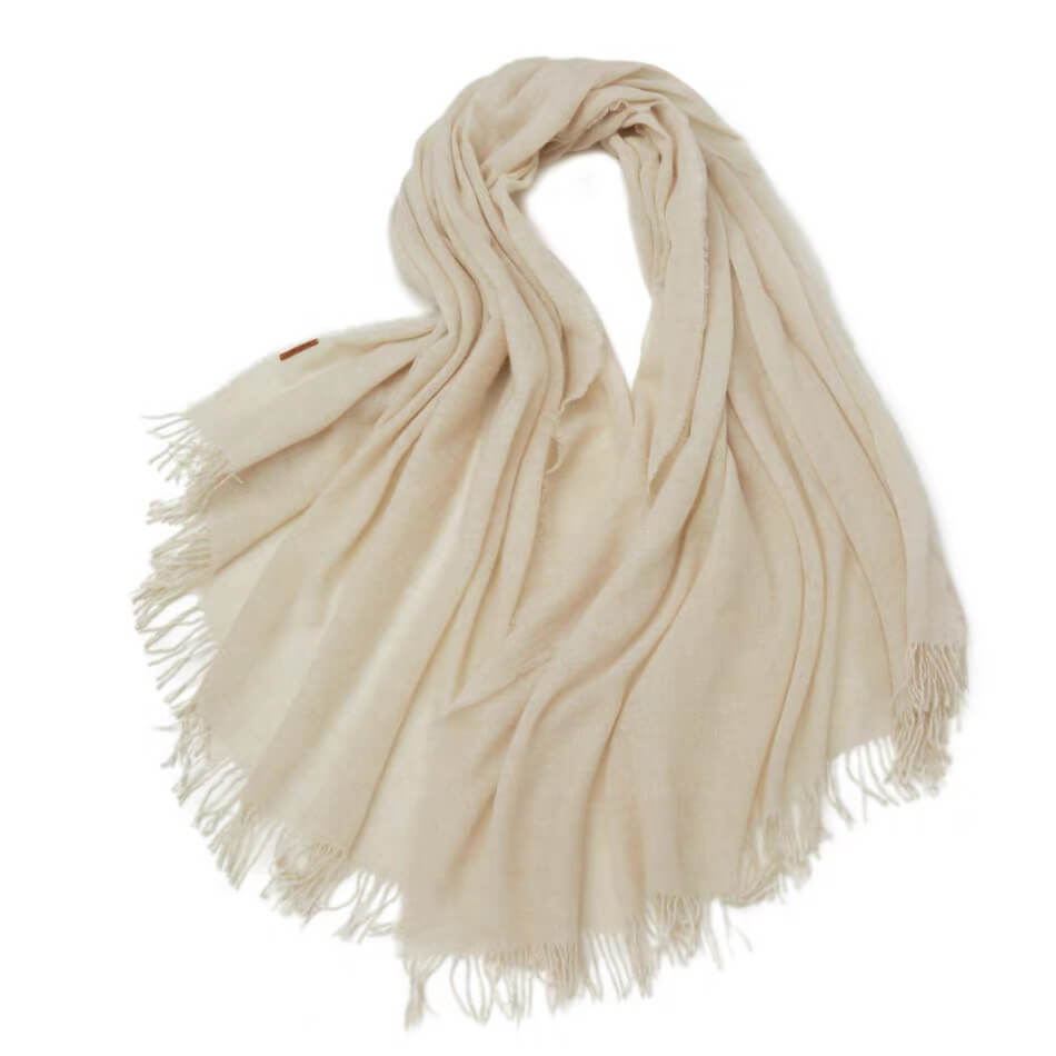 	Luxury undyed cashmere oversized woven scarf 180×140 cm
