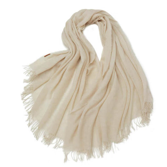 	Luxury undyed cashmere oversized woven scarf 180×140 cm