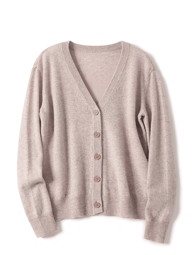 women's cashmere  cardigan sweater in camel or beige 